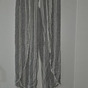 Angie Black and White Striped Wide Leg Pants